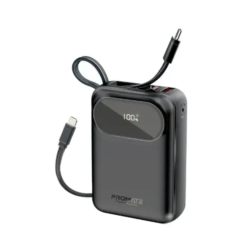 PowerPod-20 Ultra Compact 35W SuperSpeed™ Power Bank with Built-In USB-C & Lightning Cable