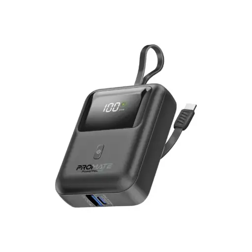 PowerPod-10 Ultra Compact 35W SuperSpeed™ Power Bank with Built-In USB-C Cable