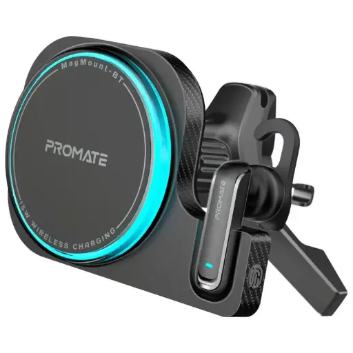 MagMount-BT 2-in-1 MagSafe Compatible 15W Wireless Car Charger with Built-in Wireless Mono ENC Earphone