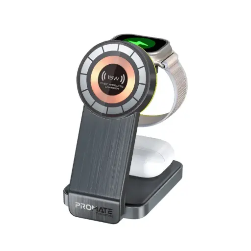 TransFold 3-in-1 Transparent Foldable MagSafe Compatible Wireless Charging Station with Night Light