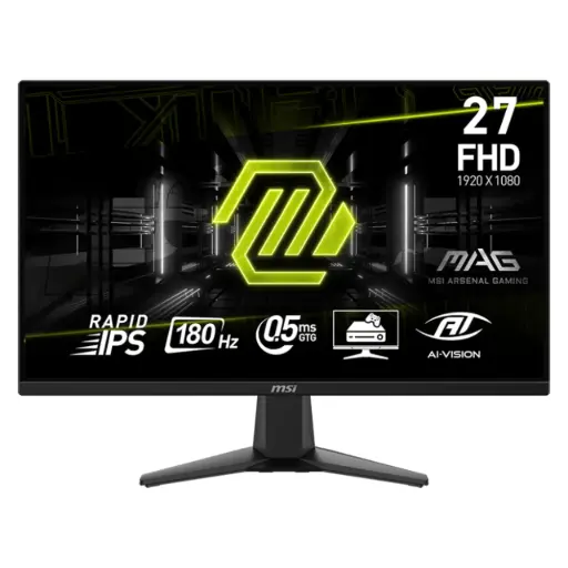 MSI Gaming Monitor 27’’ Flat |0.5ms Response Time GTG|Resolution: 1920x1080| Black|180 Hz | Contrast Ratio:1000:1| Ports: 2 HDMI, 1 Display Port, 1 Headphone Jack, 1 USB Ports 1 Head Phone Out 