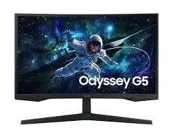 Samsung Odyssey G5 G55C | 2K Curved Gaming  Monitor |27 inch |1ms Response Time| HDR10|FHD Resolution: 2560x1440| Black| Eye Saver mode and Flicker Free Technology