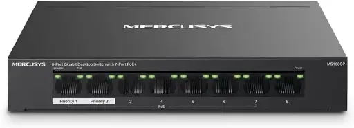 TP-LINK Switch Mercusys 8-Port Gigabit Desktop Switch with 7-Port PoE+ (65w) 