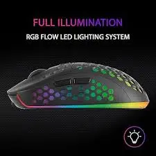 Mars WIRELESS RECHARGEABLE OPTICAL GAMING MOUSE 79g, 2.4GHZ, 3200DPI, RGB, 6 HUANO MECHANICAL SWITCHES BLACK MMW3 